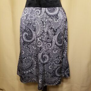 🔳Harvé Benard by Benard Holtzman🔲 Vintage Silk Black & White Paisley Skirt Med